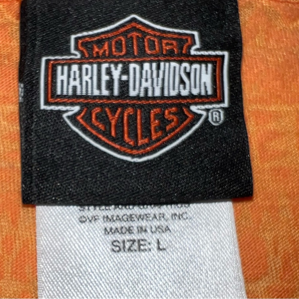 Orange Aztec Print Harley Davidson Graphic Tank Top - Picture 5 of 5